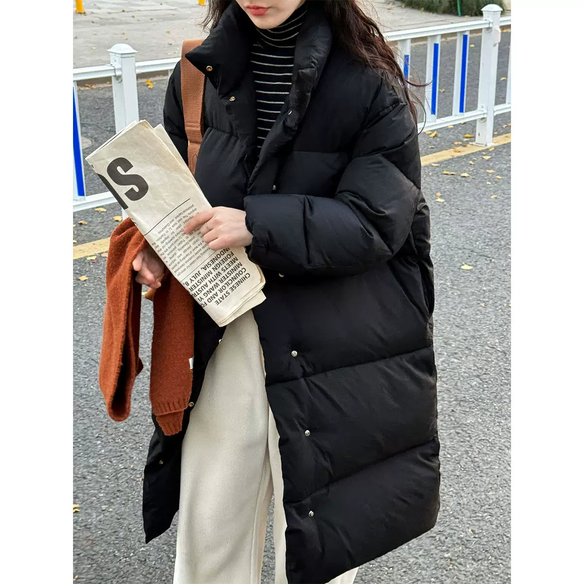 现货~中长款过膝肯豆羽绒服女冬加厚大被子90白鸭绒冬季外套2888