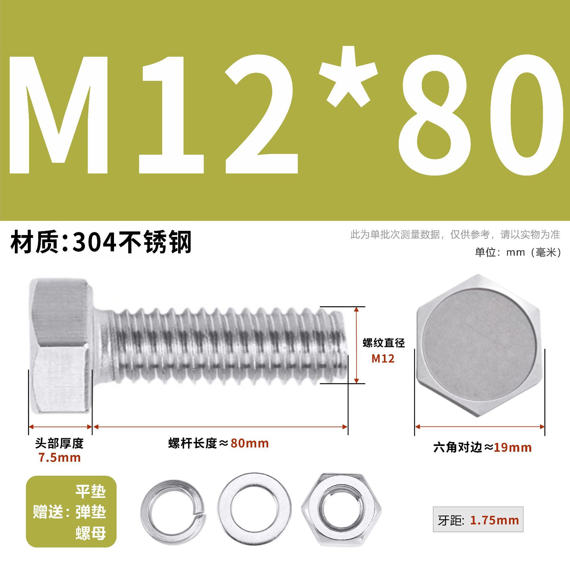 304 acero inoxidable tuerca perno hexagonal conjunto de accesorios de almohadilla de resorte M3M4M5M6M12 image 156
