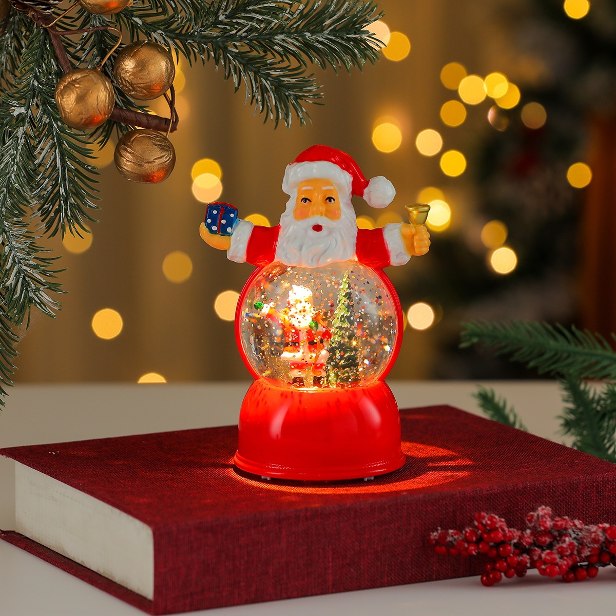 Nueva música de Navidad nieve inyección de agua TV lámpara de noche lámpara de aceite lámpara de caballo decoración de regalos image 13