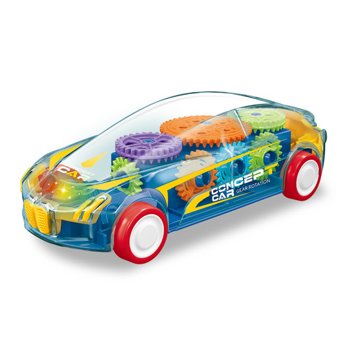 Children's small car toy with inertia, shock resistance, transparent gears, lighting, model toy car for night market stall gifts
