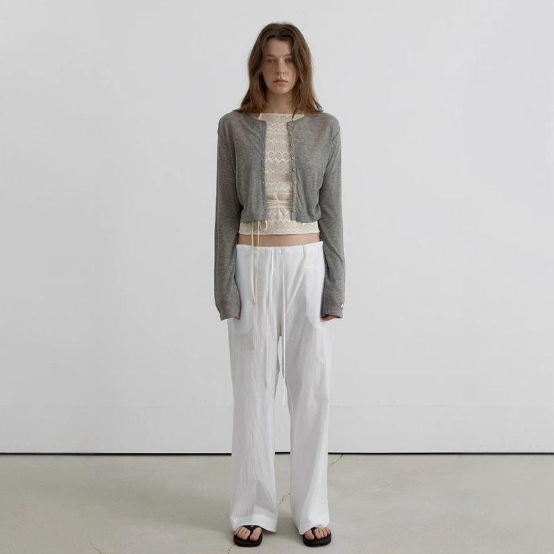 Now Korean Dongdaemun Designer Over**Flair Tencel Wool Soft and Light Short Long-Sleeved Cardigan