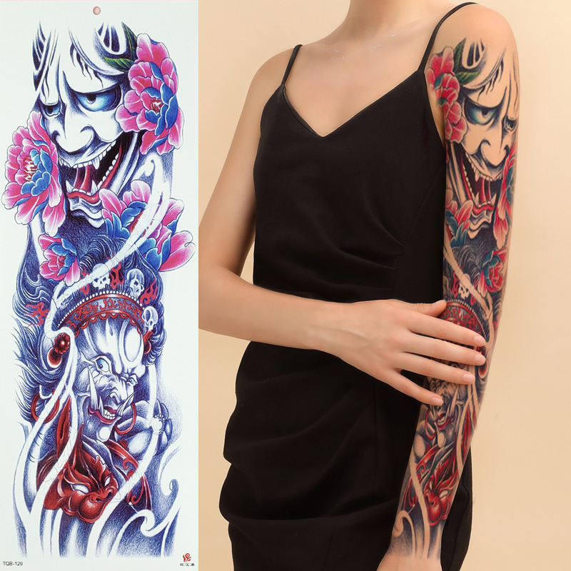 Cross-Border New Tattoo Stickers Body Art Water Transfer Full Arm Flower Sexy Female Waterproof Temporary Tattoo Stickers
