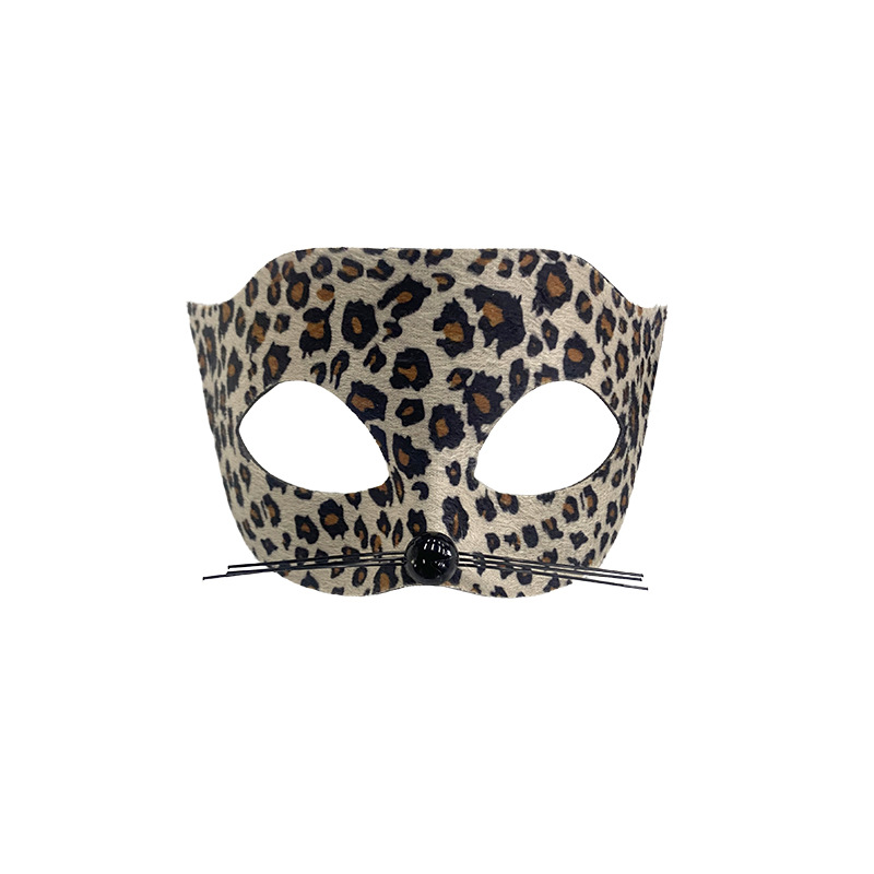 Amazon nueva máscara de Halloween rotty leopardo máscara de baile de máscaras mitad cara máscara de color sólido carnaval