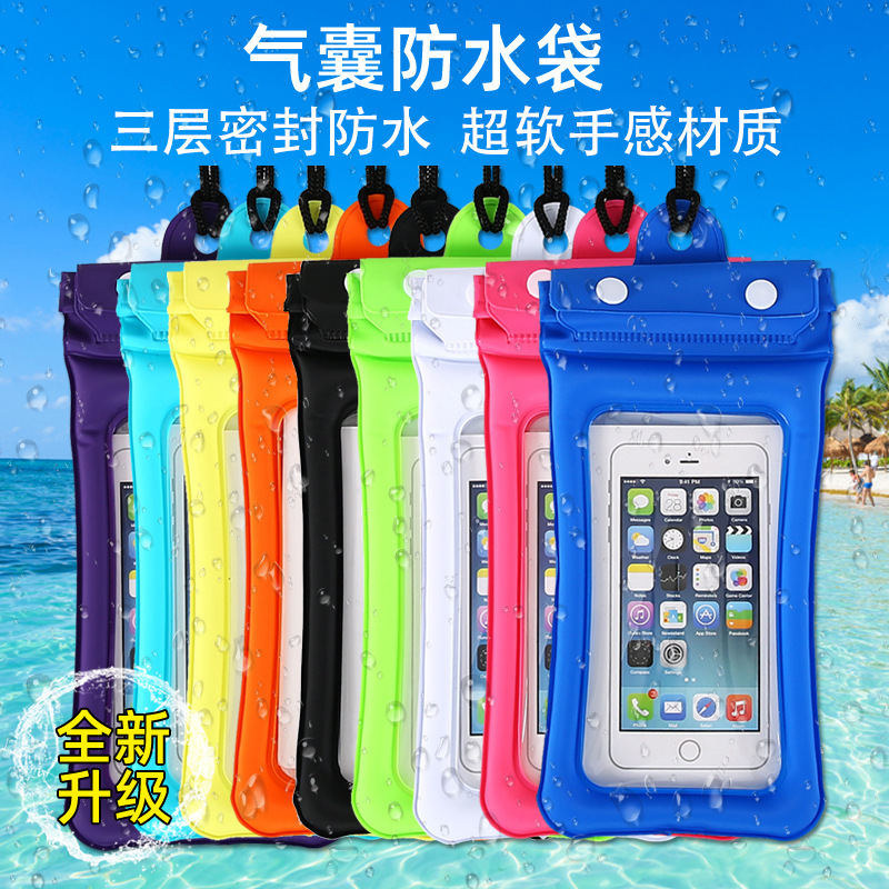フローティングエアバッグ透明pvc携帯電話防水袋漂流ビーチ防水袋卸売りタッチパネル携帯電話防水カバー|undefined