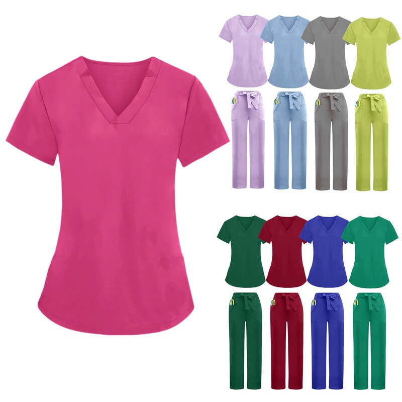 Cross-Border Dropshipping of Doctor and Nurse Work Uniforms, Women's Surgical Scrub Suits, Operating Room Straight-Leg Pants, Solid Color Sets Cross-Border Dropshipping of Doctor and Nurse Work Uniforms, Women's Surgical Scrub Suits, Operating Room Straight-Leg Pants, Solid Color Sets
