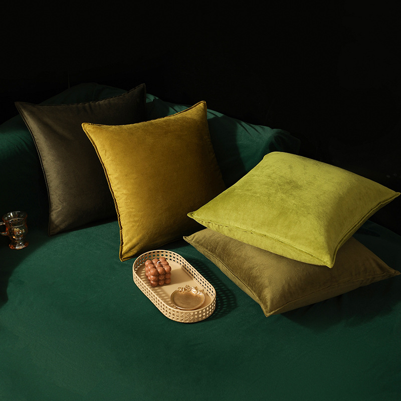 New Solid Color Dutch Velvet Edge Cushion Cover Color Matching Combination Solid Retro Style Sofa Backrest Cover One Piece Dropshipping