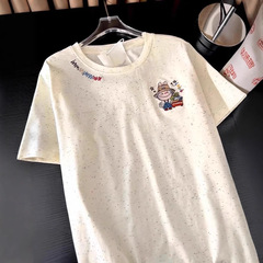 実価格カラーポイント220グラム純綿後包刺繍 # アメリカレトロ半袖tシャツ男女ゆるい上着