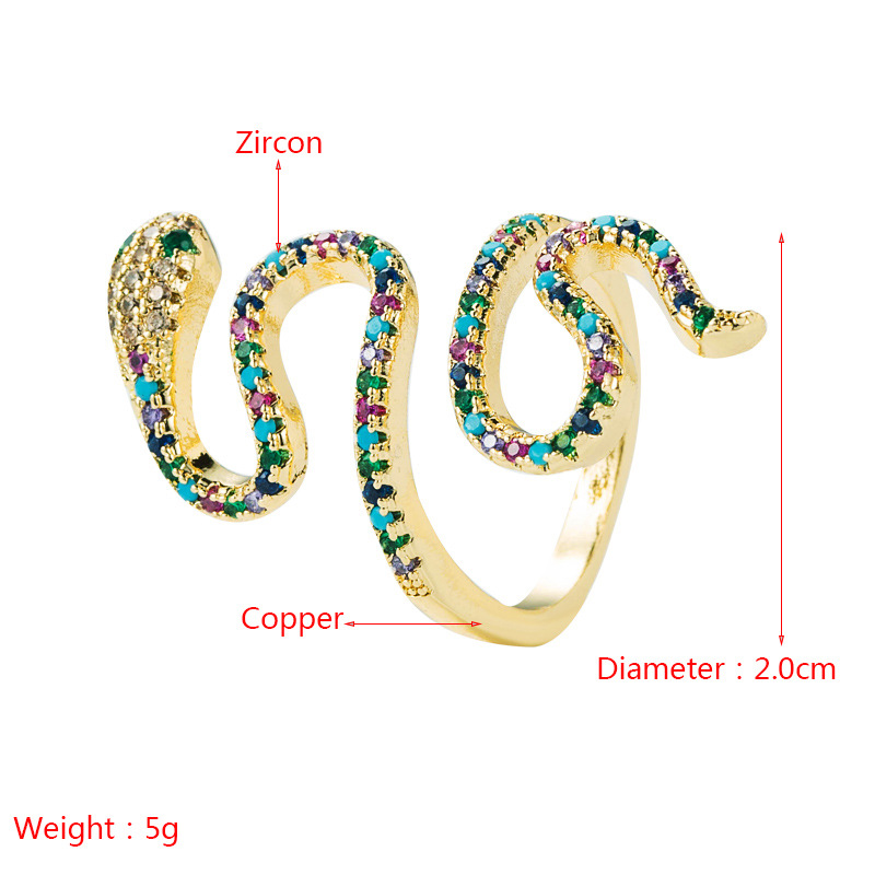 Cross-border Supply European And American Fashion All-match Copper Plating Open Ring Female Real Gold Micro Inlaid Zircon Open Adjustable Ring Female display picture 1