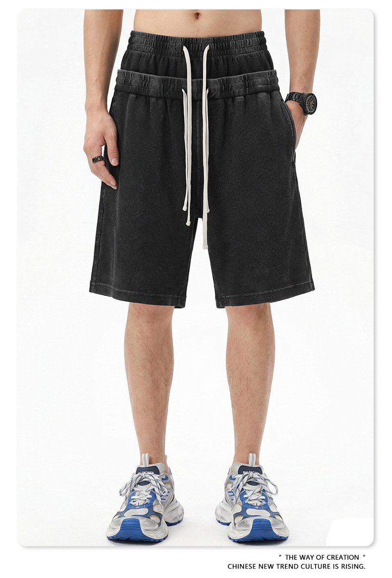 Herren Freizeitshorts Mit Waffelstruktur Und Kordelzug Bund_voghion.com