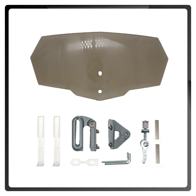 Motorcycle front windshield for Increased Wind - gray-bracket-smoked