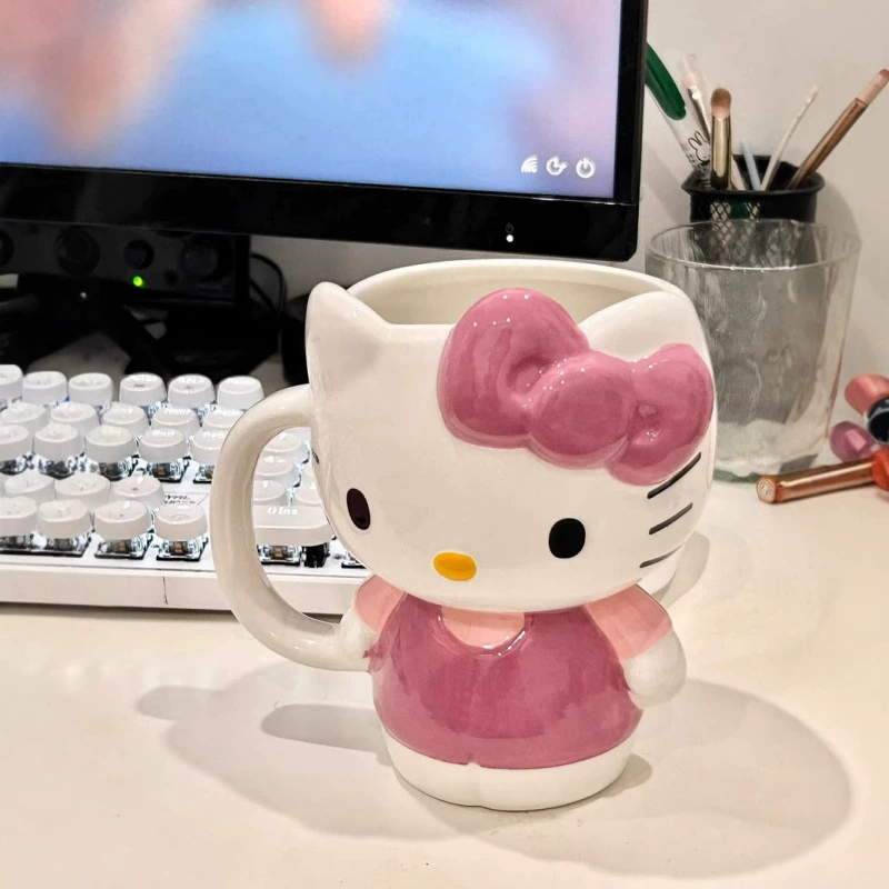 Керамическая кружка Hello Kitty Katie Cup, креативная кружка, мультфильм, милые девушки, водяная кружка, практичная, большой объем