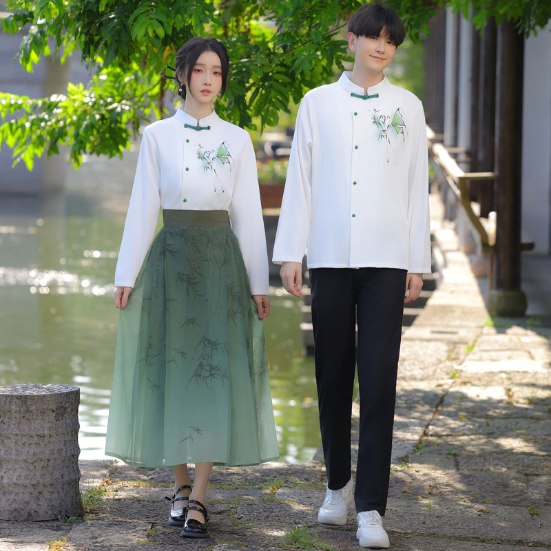 2025 Autumn Sports Games Real Shot Couple Outfits Original Ancient Style New Chinese Style Sports Games Recitation Stage Class Uniform Performance