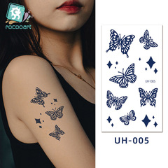 Cross-border direct selling juice herbal tattoo stickers waterproof semi-permanent flower arm long-lasting reflective stickers sexy butterfly