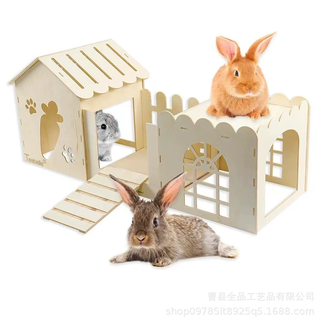 Замок кролика, длинноухий кролик, деревянное собранный домик, укрытие для гнома, туннель для кролика, игрушка для облегчения скуки, укрытие для кролика