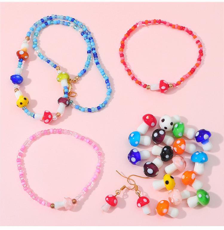 7g Weight Beads Jewelry Making Type 10*12mm, 12*17mm Jewelry Making Size DIY Jewelry Accessories Classification 20 PCS/Package 5 PCS/Package 10*12mm 12*17mm Glass Mushroom DIY Jewelry Accessories Beads