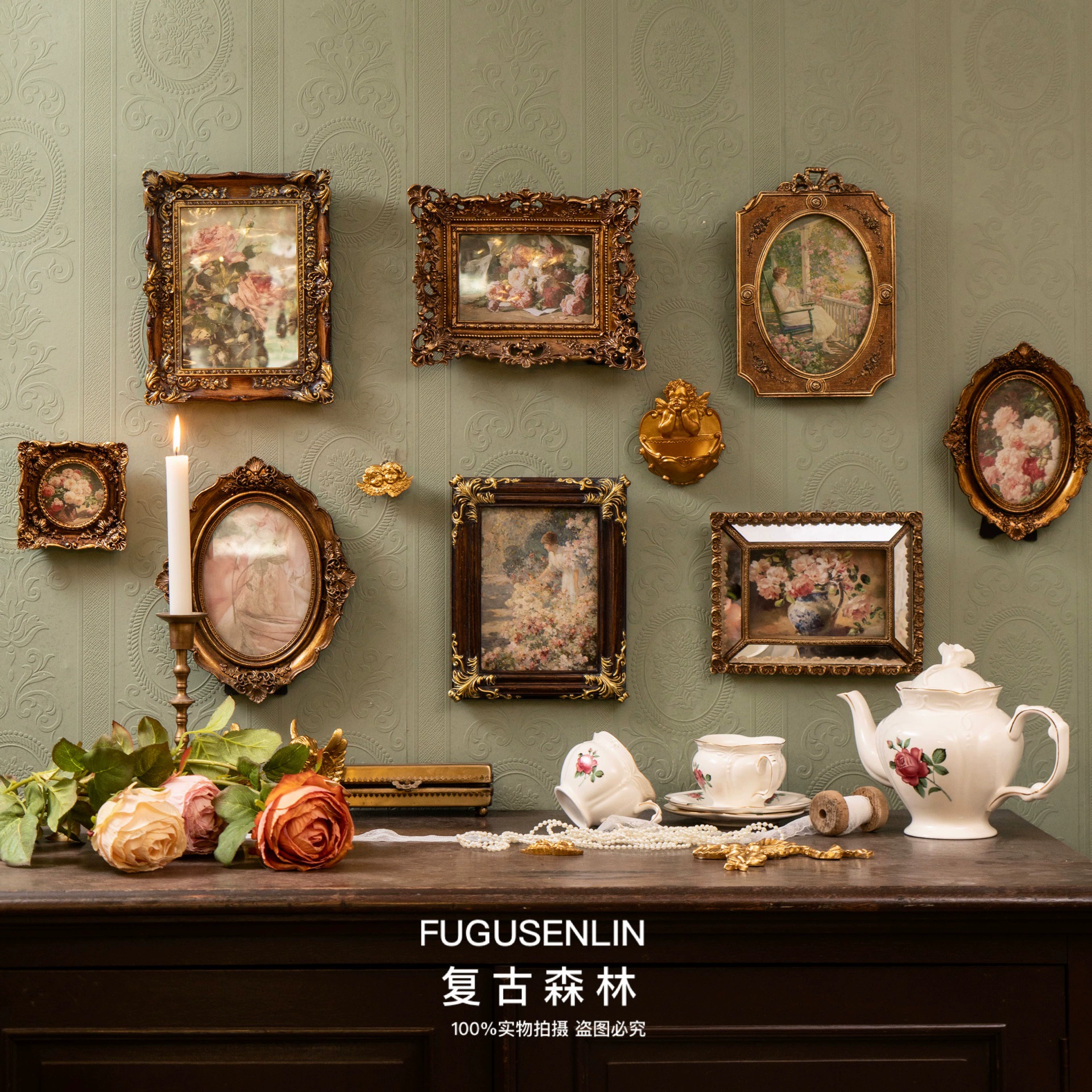 Ретро европейская рельефная фоторамка, фоторамка для дома, украшение на стену, литературная доступная роскошная резная настенная подвесная фотостена