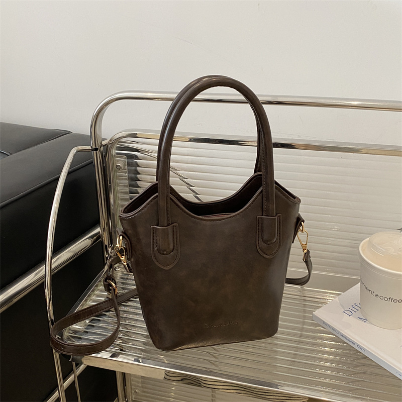 Bolso de moda retro, bolso de mano, bolso de hombro, bolso de cubo, bolso de mujer 2024, bolso de color sólido