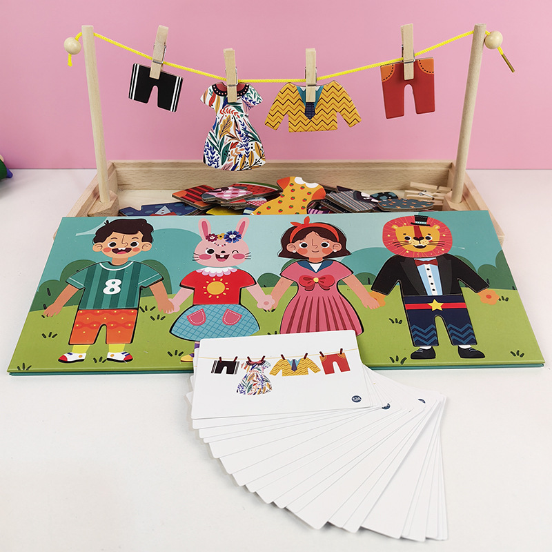 Juegos divertidos de secado de ropa Montse vestir rompecabezas de secado de ropa habilidades para la vida Juguetes de educación temprana para jardín de infantes