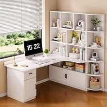 实木转角书桌儿童卧室家用台式书桌书架一体书房儿童桌拐角办公桌
