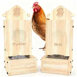 木质母鸡喂食器悬挂式投食器实木喂食工具家禽环保