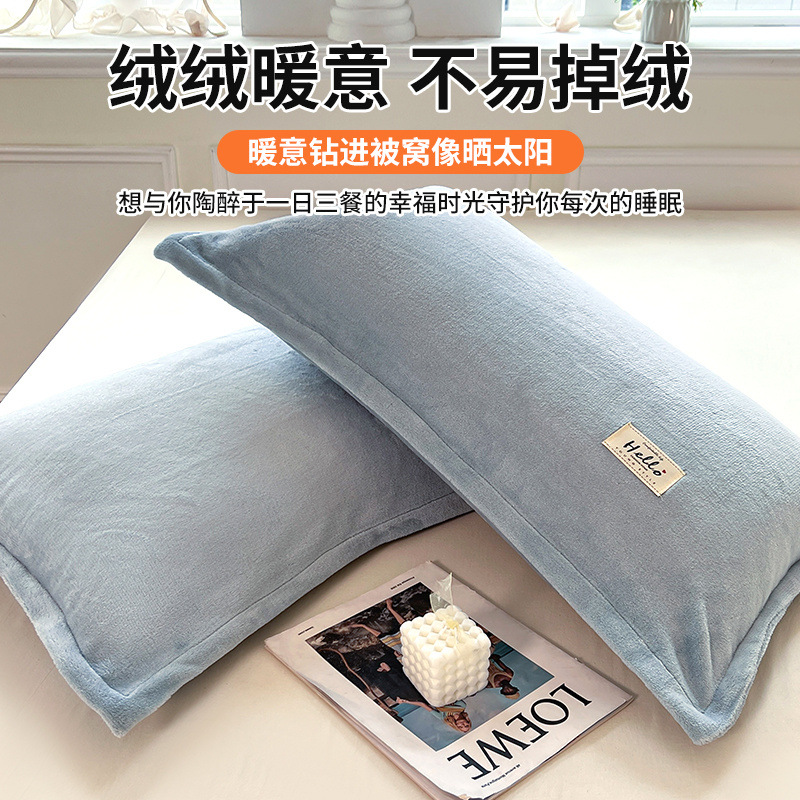Funda de almohada de lana de leche gruesa de invierno par de 48cm x 74cm Funda de almohada de lana de coral Funda de núcleo de almohada individual 2