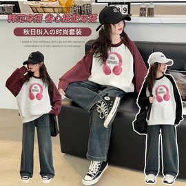 女童秋装卫衣春秋新款中大童儿童洋气拼接韩版时尚女孩上衣