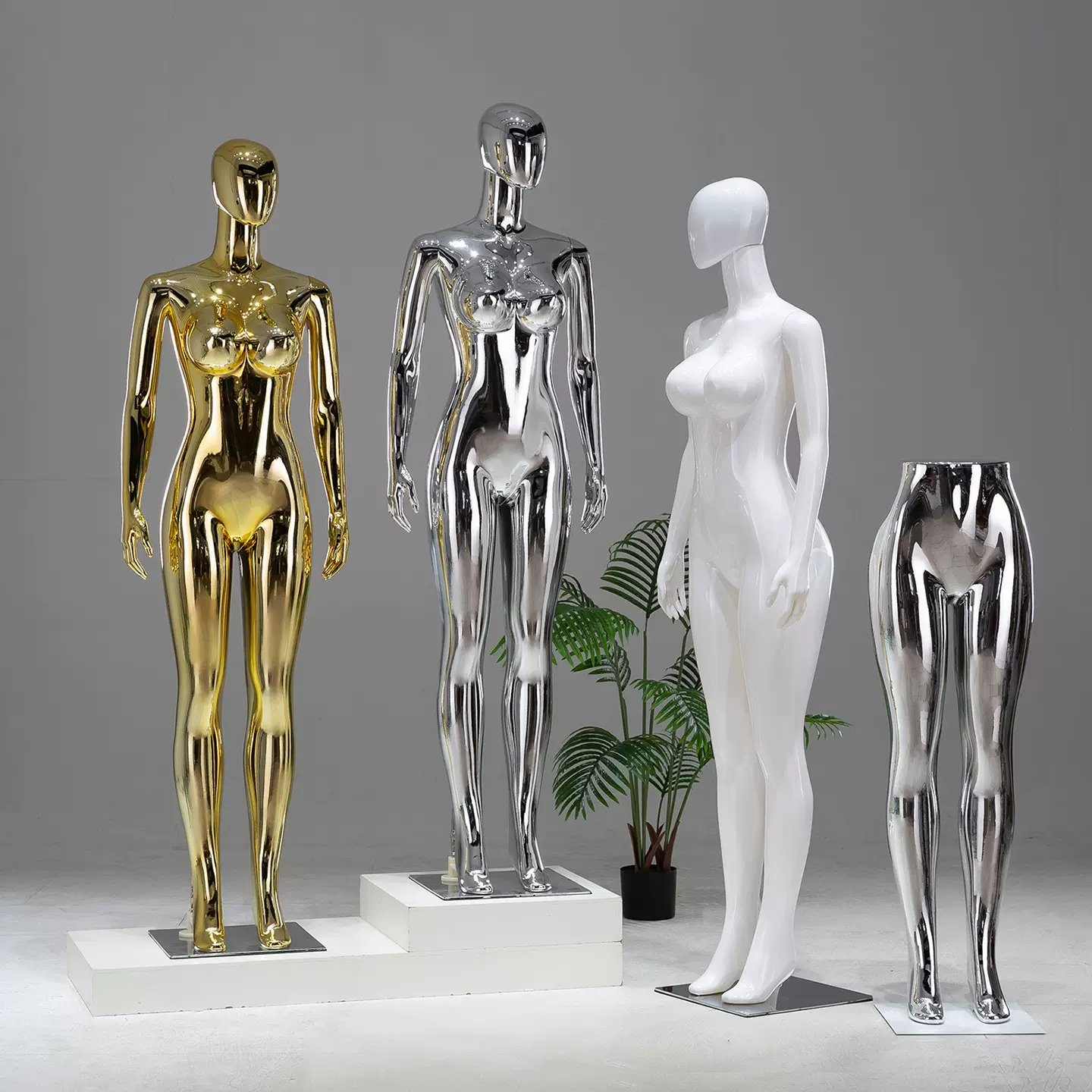 服装店全身电镀女模特橱窗展示架仿真时尚人体道具展示服装模特女