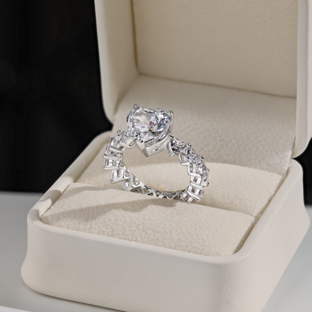 7g Weight Zircon Inlay Material Open Rings, Rings Classification 5, 9, Adjustable Ring Size 1 Piece Quantity Holiday, Daily Occasion 925 Sterling Silver Material Heart Shape Pattern Women's Gender Plating, Inlay Design Basic, Simple Style, Classic Style Style 925 Sterling Silver Zircon Heart Shape Open Rings Rings 79