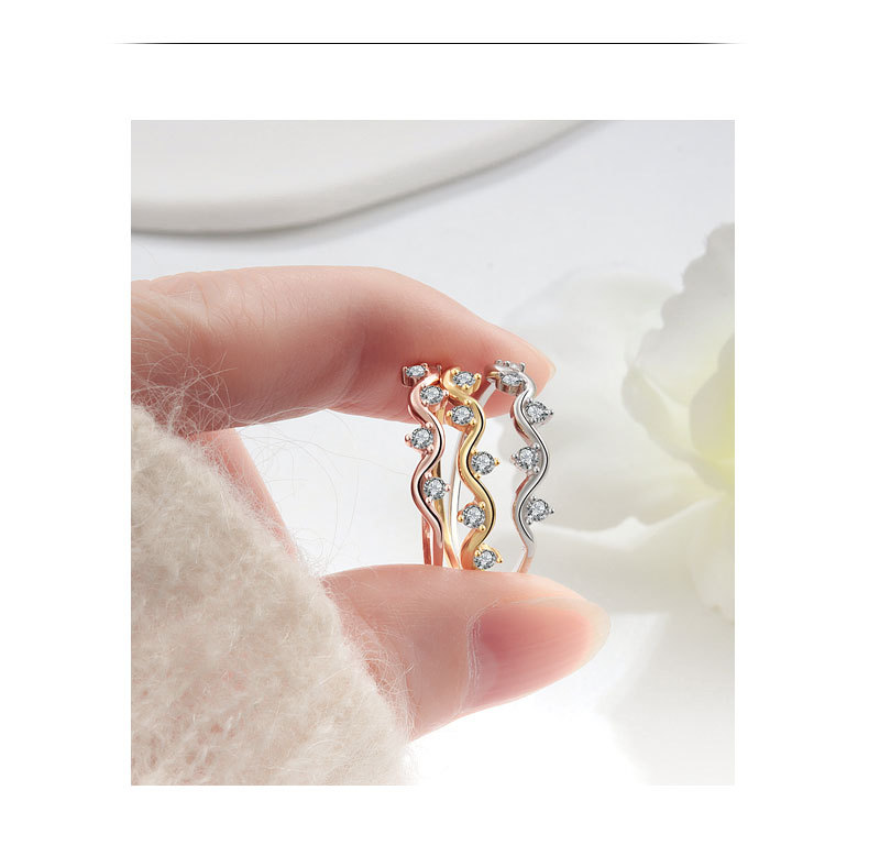 Daily Occasion 18K Gold Plated 925 Sterling Silver Zircon Geometric Rings 925 Sterling Silver Rings