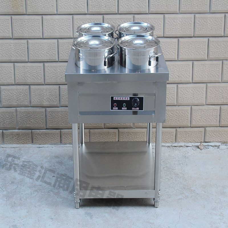 acero inoxidable aislamiento térmico carro de gachas de calentamiento eléctrico móvil comercial calentador de sopa caliente mesa de gachas de aislamiento térmico