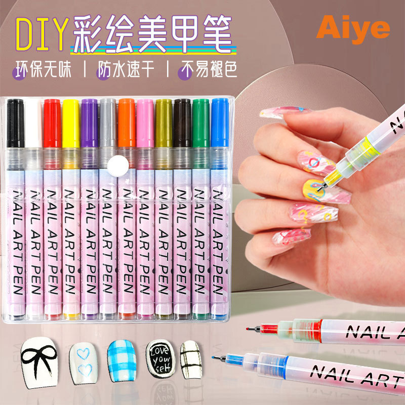 Aiye Graffiti Manicure Pen DIY Hand-Painted Nail Tracing Nail Dot Flower Needle Pen Hook Line Painted Acrylic Marker Pen Aiye Graffiti Manicure Pen DIY Hand-Painted Nail Tracing Nail Dot Flower Needle Pen Hook Line Painted Acrylic Marker Pen