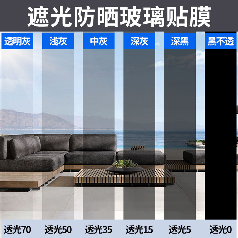 Glass heat insulation sun protection UV protection film shading sun shade transparent translucent sticker gray black color changing film
