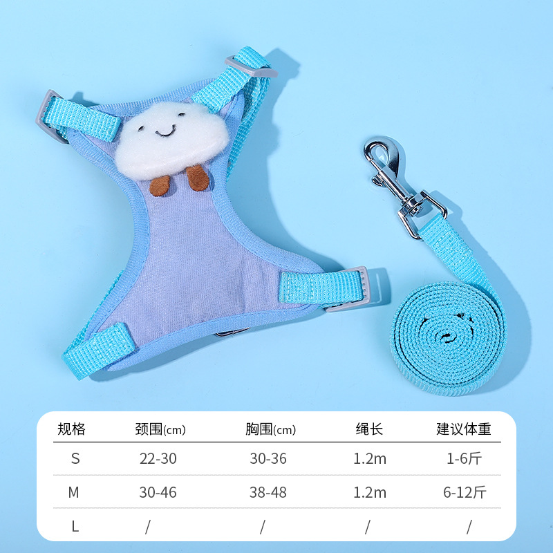 Nuevo pequeño perro Correa transpirable PET pecho Correa chaleco perro cuerda lindo patrón oso Correa