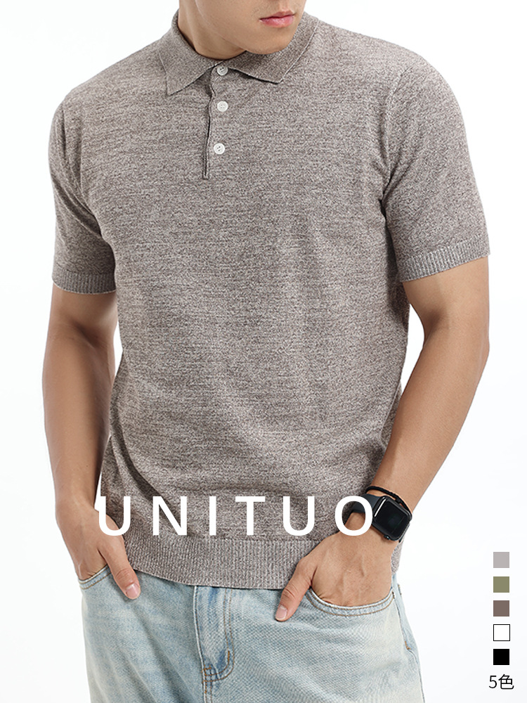 Europa y América transfronterizos algodón jersey polo hombre alto sentido de negocios casual lujo ligero revestimiento polo camisa de manga corta