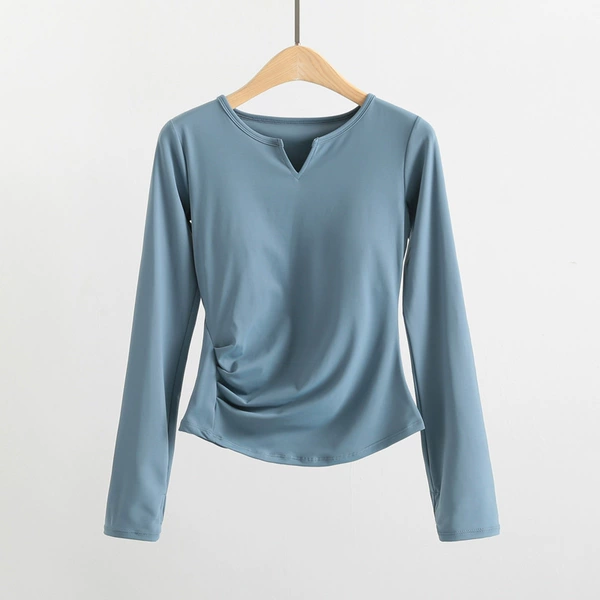 Blue top with cups, long-sleeve