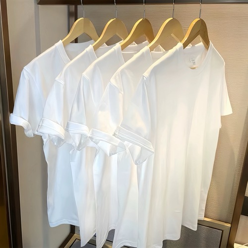 New men's summer short-sleeve solid color 26-count combed cotton round neck loose fit T-shirt trendy brand INS wholesale T-shirt