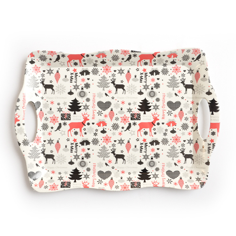 Export high quality modern style creative Christmas dinner plate with handle household fruit dessert dried fruit tray