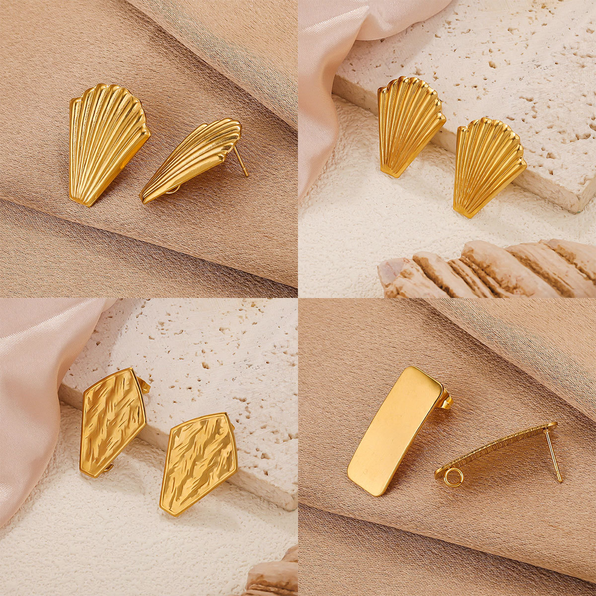 Plating Design 1 Piece 304 Stainless Steel Solid Color Earring Findings Earring Accessories