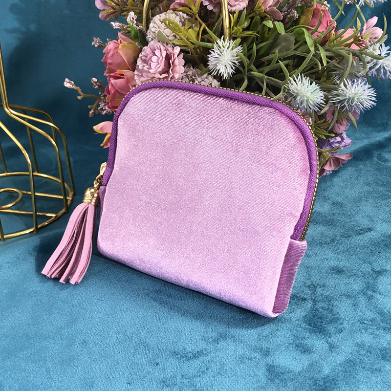 보라색 (한국산 벨벳) HN; 지퍼 수납 파우치 (PP 포장)