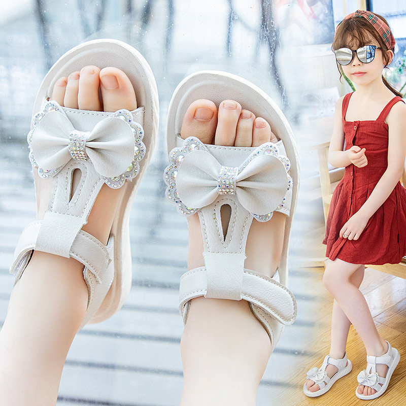 Sandalias de Princesa para Niñas de Cuero Artificial con Cierre Adhesivo para Playa y Verano image 5