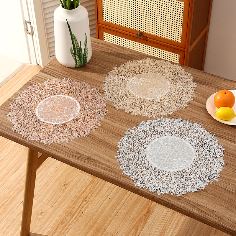 Amazon romántico estilo francés almohadilla de PVC redonda creativa fuegos artificiales alta sensación de lujo ligera almohadilla de aislamiento térmico impermeable