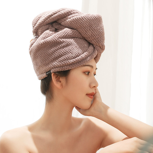 Thickened Internet celebrity coral velvet dry hair cap, absorbent shower cap, edged dry hair towel, adult ladies double-layered turban wholesale