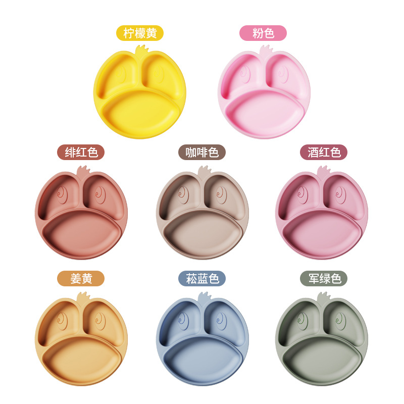 Ventas transfronterizas en caliente de silicona para niños cubiertos para bebés herramientas de cuenco de ventosas cuenco de comedor anti-caída productos para madres y bebés