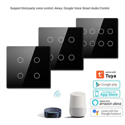 Граффити 124 Спецификация Бразилии Wi -Fi Smart Switch Zero Fire Line Touch Switch Приложение Регулируемая кнопка подсветка