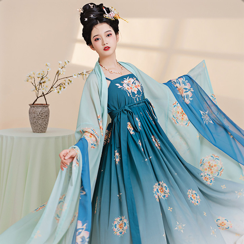 唐制诃子裙汉服女成人唐风古装大袖衫披帛春秋舞蹈演出服走秀新款