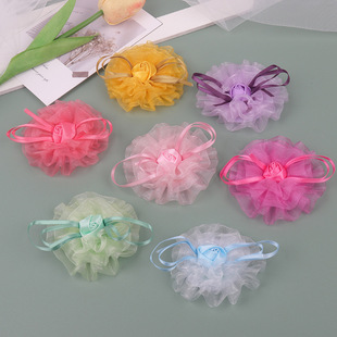 Manufacturer's Ready Stock 8cm Fabric Mesh Flower Accessories Clothing Decoration Handmade Flower Hat Fake Flower Hair Accessories DIY Accessories