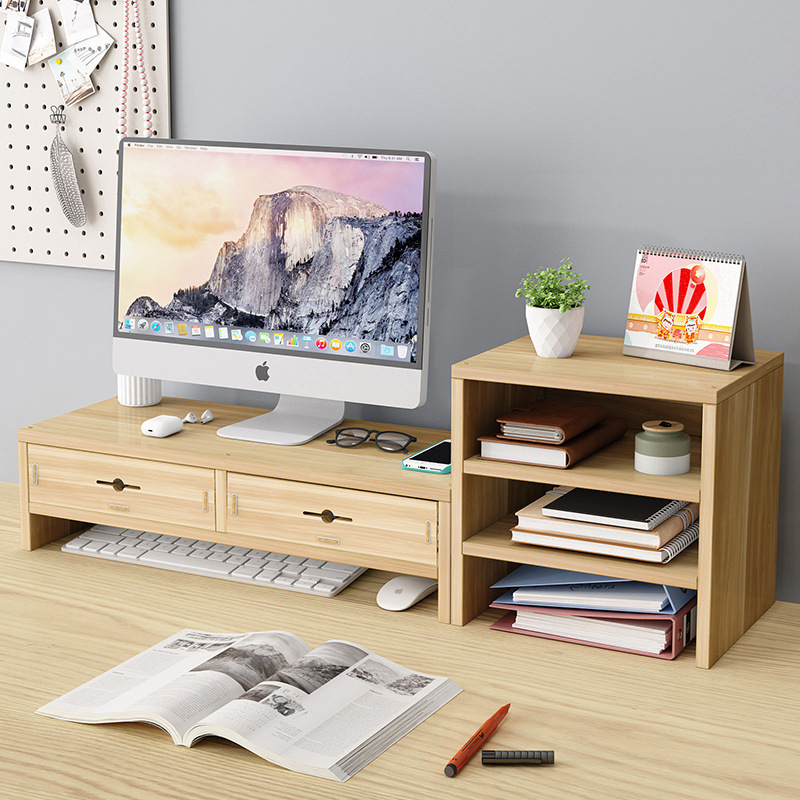 Monitor stand drawer laptop office desk shelf keyboard storage organizer desktop storage box