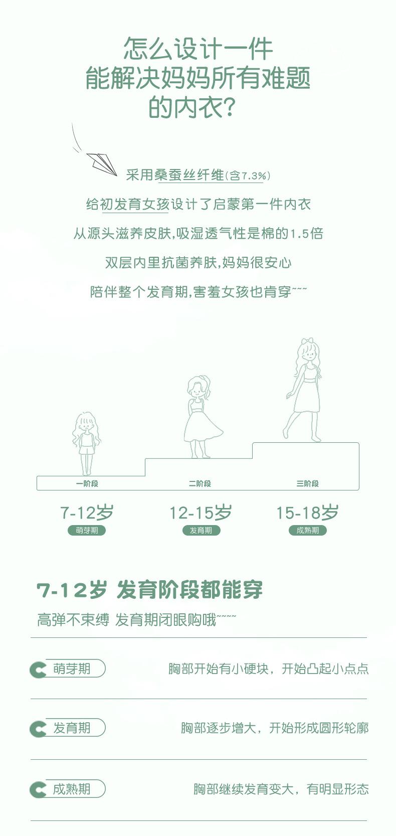 少女内衣发育期儿童背心小学生无痕文胸女童裹胸中大童透气抹胸详情11