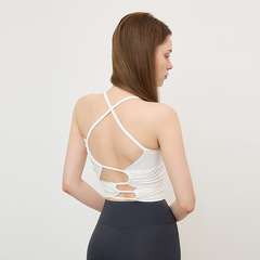 European and American sexy thin strip sport beauty back underwired bra shockproof running quick-drying shaping strap yoga bra backless top wearable