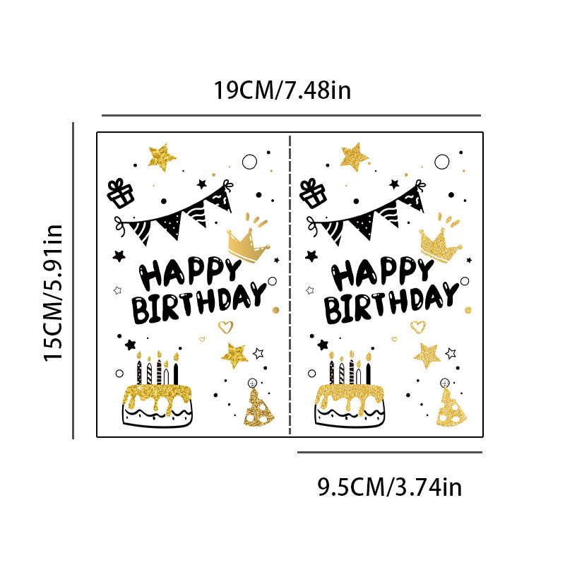 跨境 Happy Birthday高级感黑金贺卡创意手写祝福小卡片厂家批发|undefined